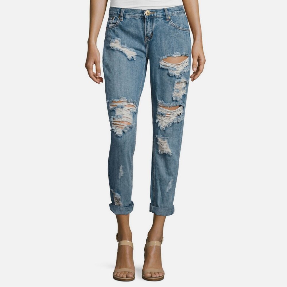 One Teaspoon Awesome Baggies Destroyed Boyfriend Jeans